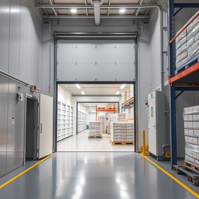 Pharmaceutical cold storage requirements at a temperature-controlled warehouse doorway