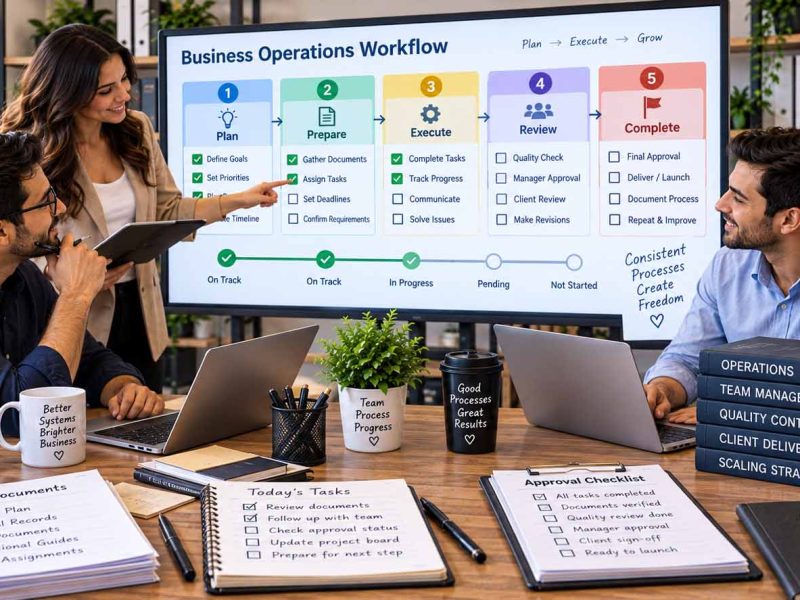 Standard operating procedure for small business shown as a repeatable workflow